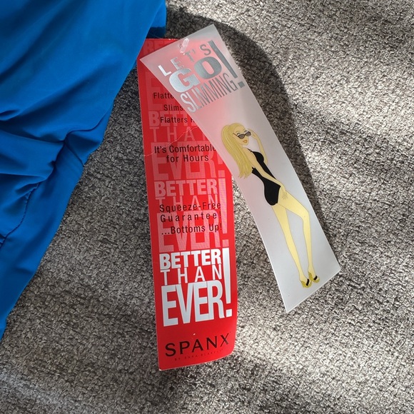 NWT Spanx One Piece Halter Cobalt Swimsuit - Picture 5 of 8